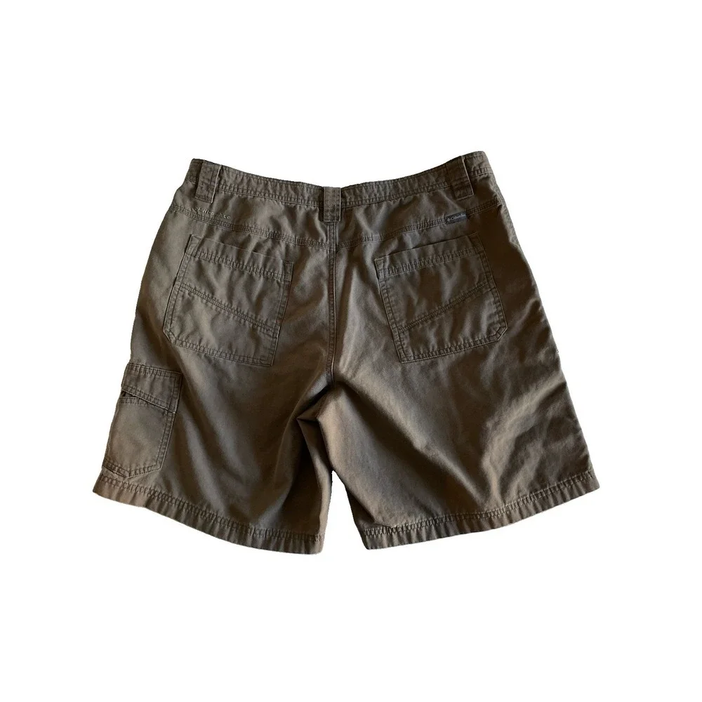 Columbia Omni-Shield Men's 38 Green Khaki Cotton Cargo Hiking Utility Shorts 9